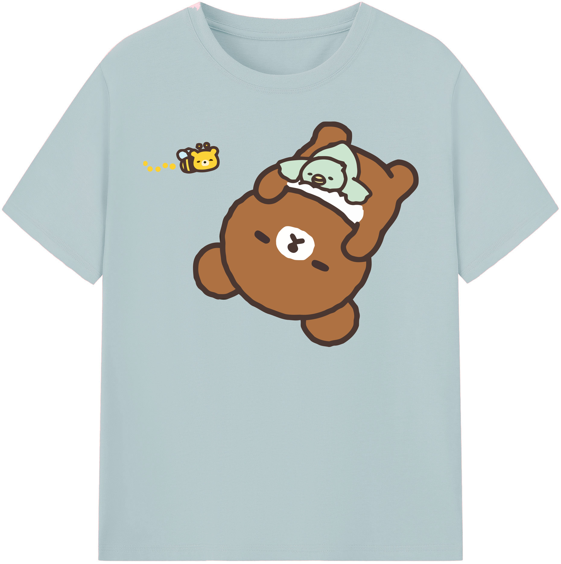 （画像用） リラックマ リラックマ キイロイトリ Rilakkuma Korilakkuma Kiiroitori 綿100％半袖Tシャツ（フロントプリント）